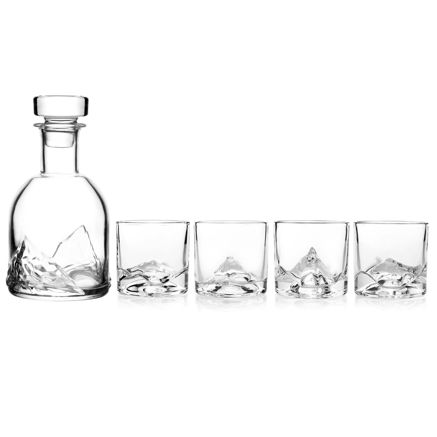 The Peaks - 5-Piece Crystal Whiskey Glass & Decanter Set