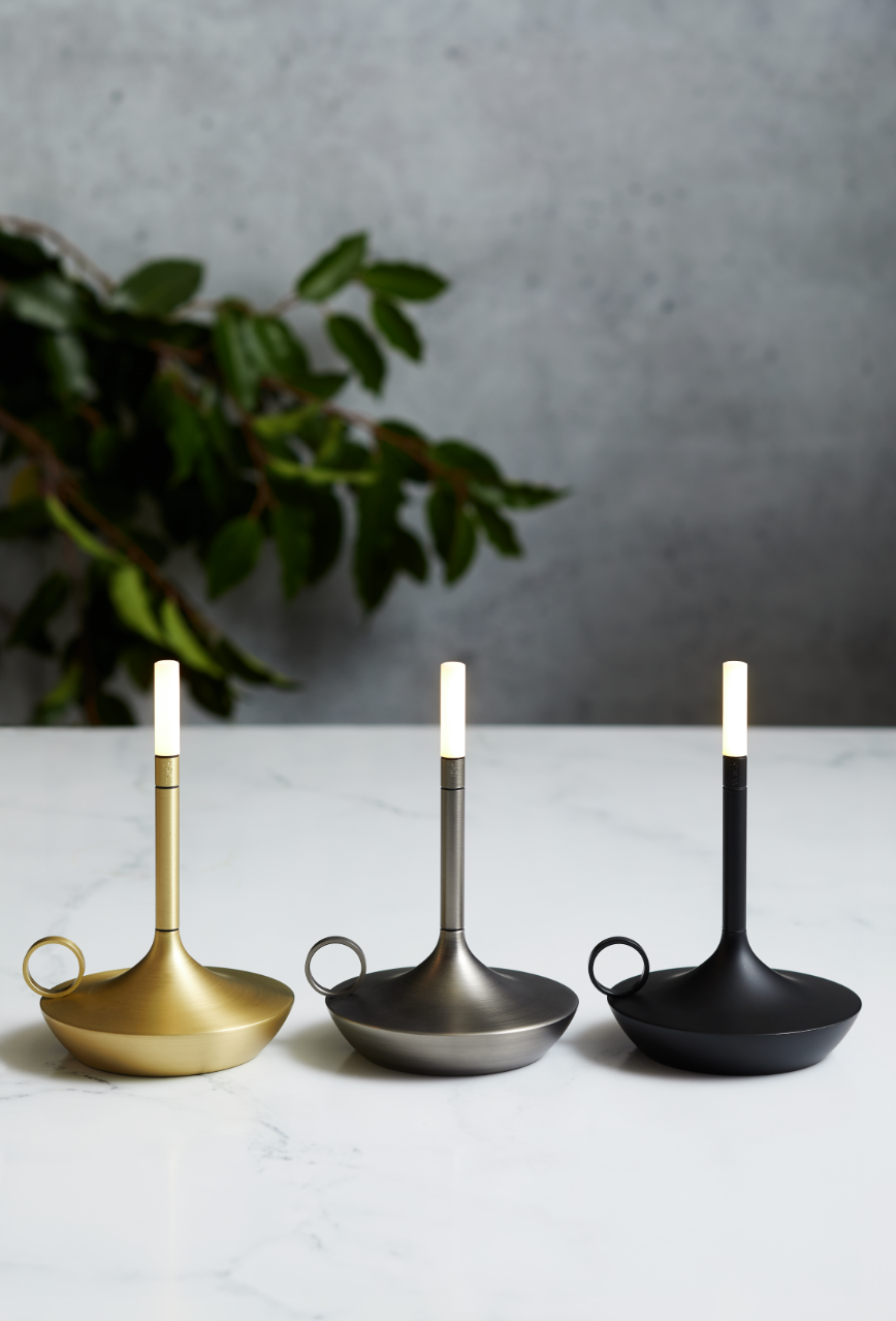 GRAYPANTS Wick Portable Rechargeable Candle Lamp w/Gift Pack: Black