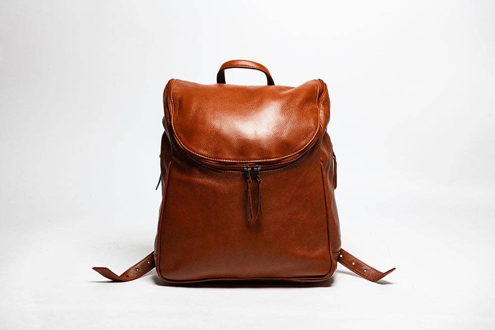 Student Leather Backpack: Black