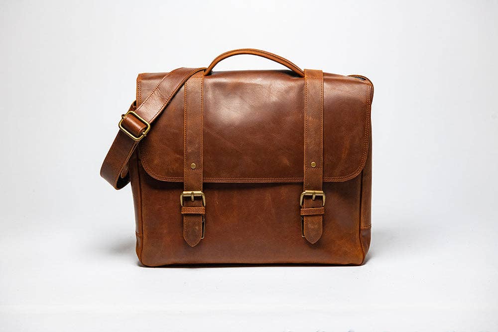 Coarse Leather Messenger Bag 3.0: Antique Brown