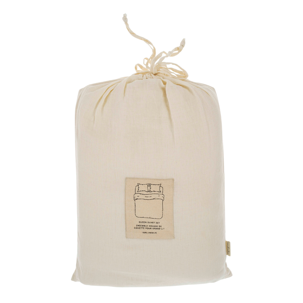Reverie Linen Queen Duvet Set Ivory