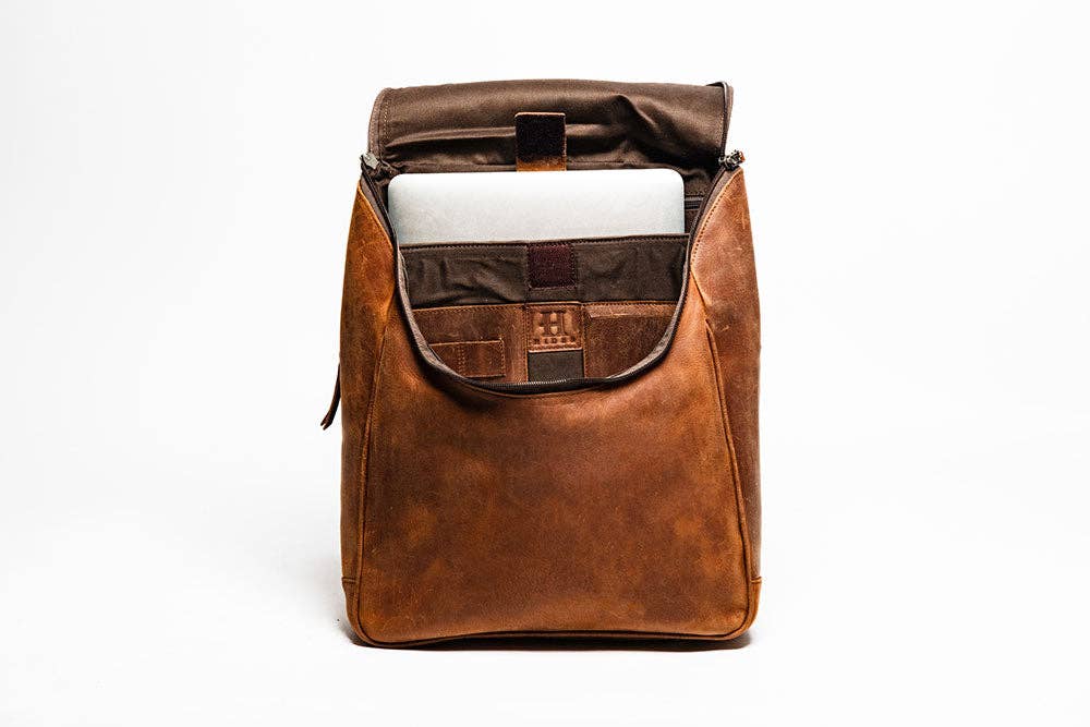 Student Leather Backpack: Black