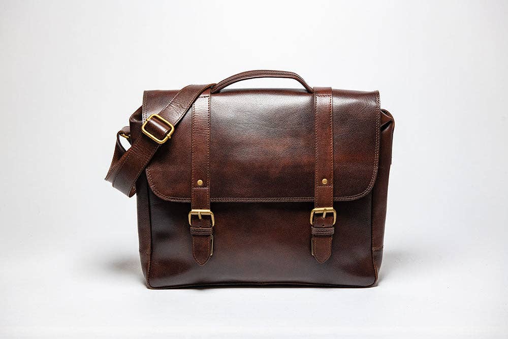 Coarse Leather Messenger Bag 3.0: Antique Brown