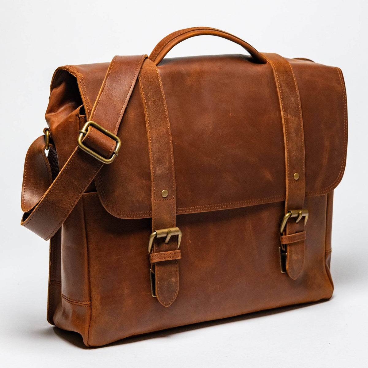 Coarse Leather Messenger Bag 3.0: Antique Brown