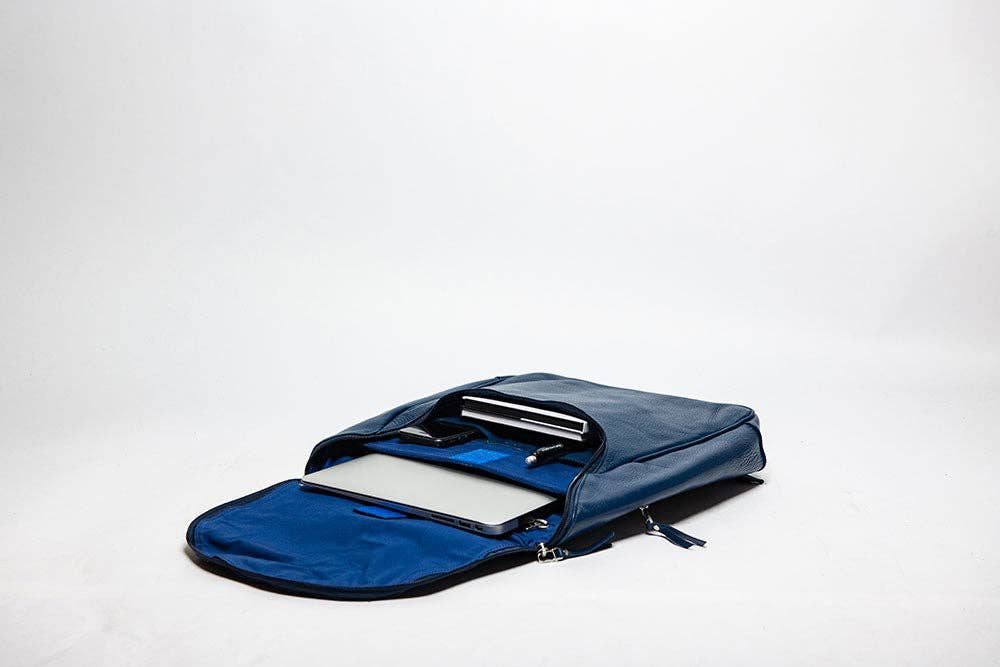 Student Leather Backpack: Black