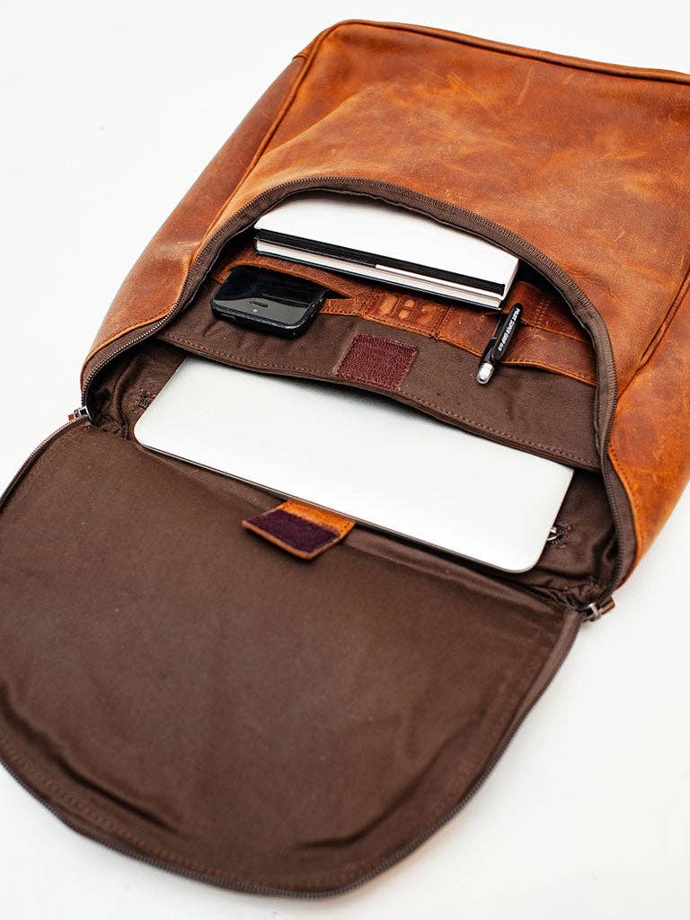 Student Leather Backpack: Black