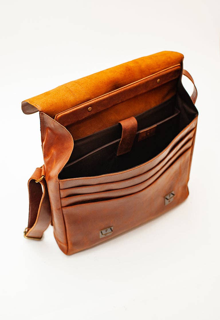 Coarse Leather Messenger Bag 3.0: Antique Brown