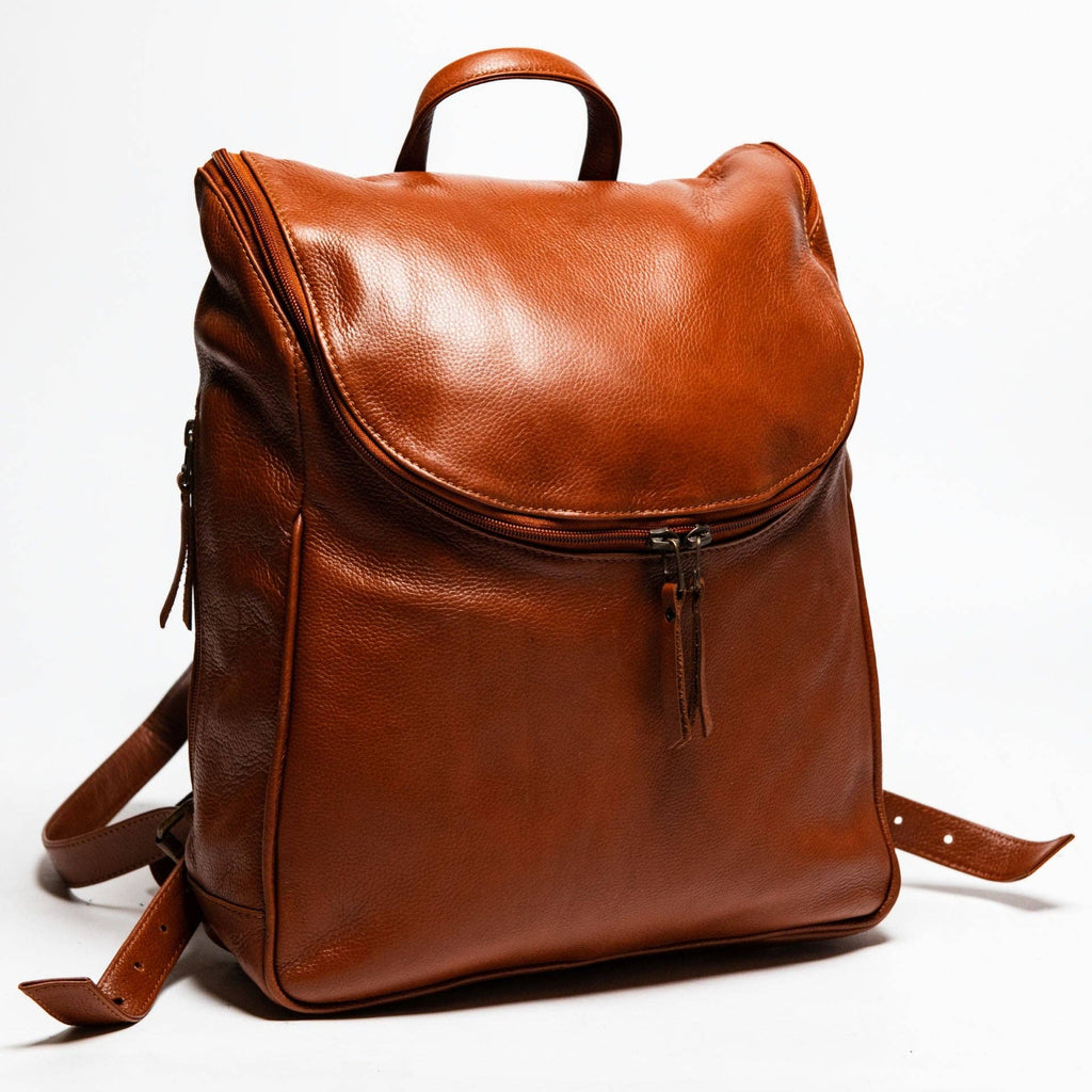 Student Leather Backpack: Black