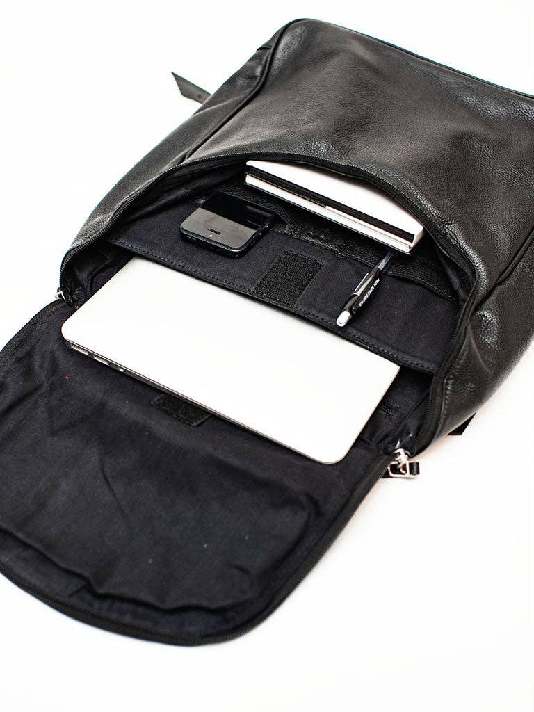 Student Leather Backpack: Black