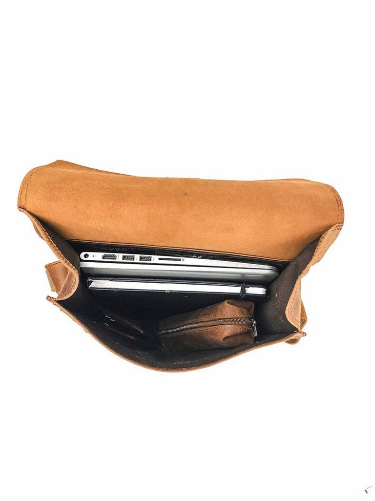 Montreal Leather Satchel - Saddle Brown: Small