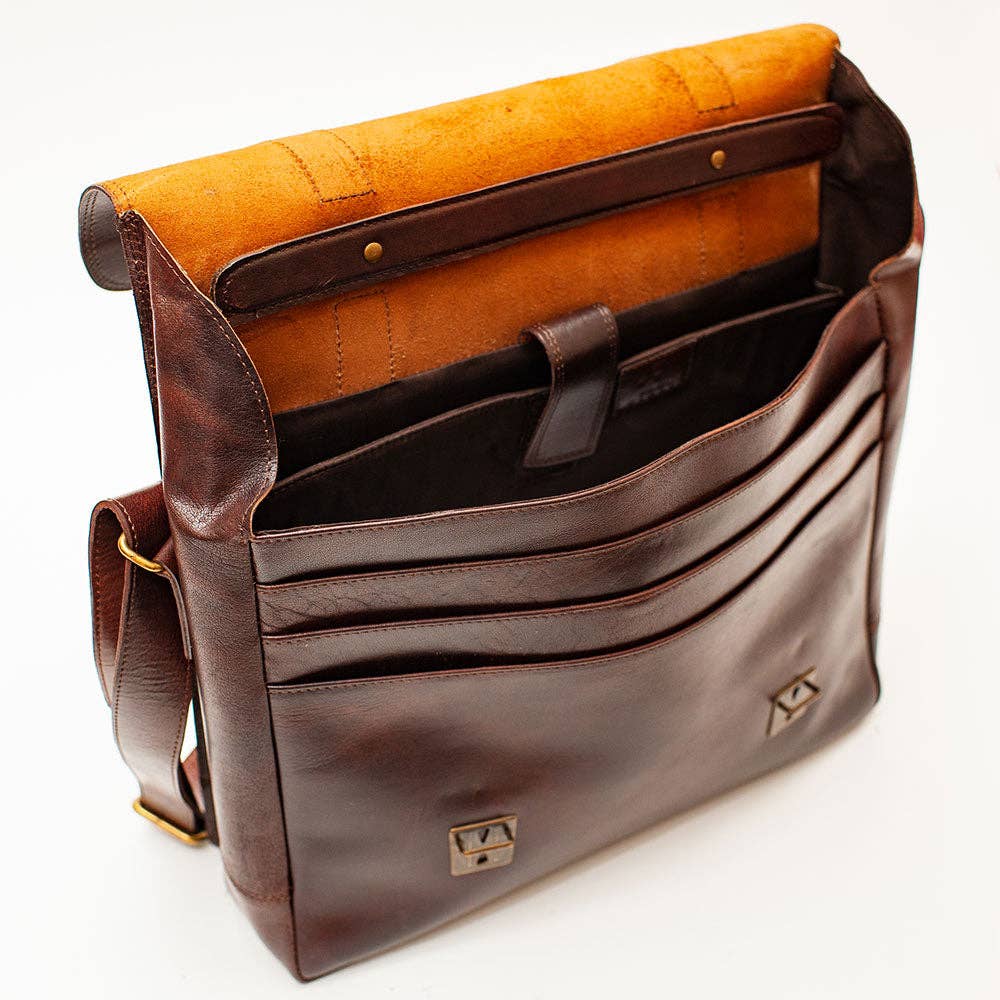 Coarse Leather Messenger Bag 3.0: Antique Brown