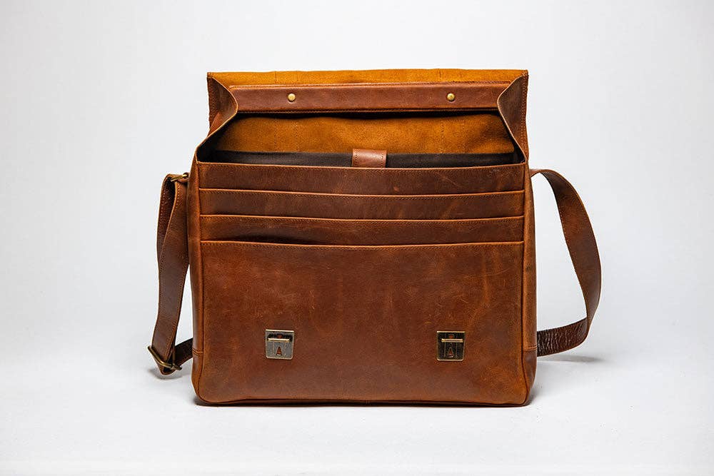 Coarse Leather Messenger Bag 3.0: Antique Brown