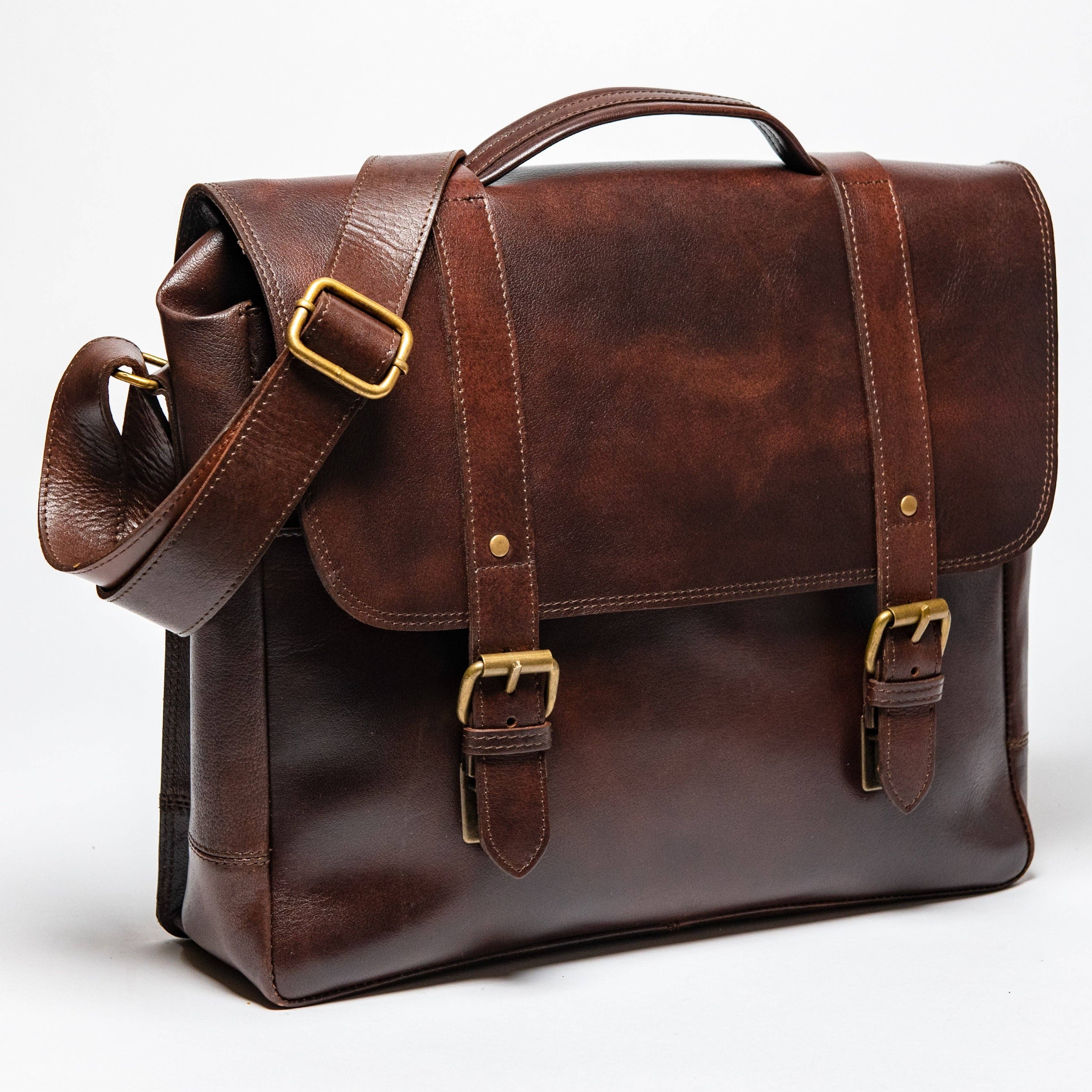 Coarse Leather Messenger Bag 3.0: Antique Brown