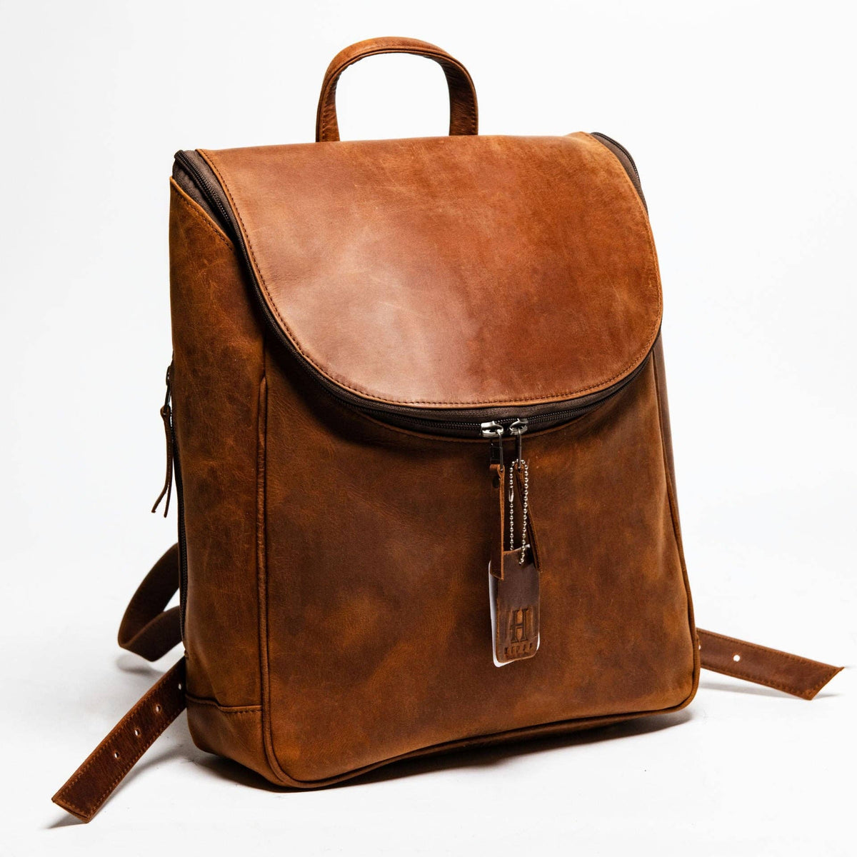 Student Leather Backpack: Black