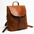 Student Leather Backpack: Saddle