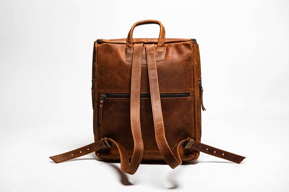 Student Leather Backpack: Black
