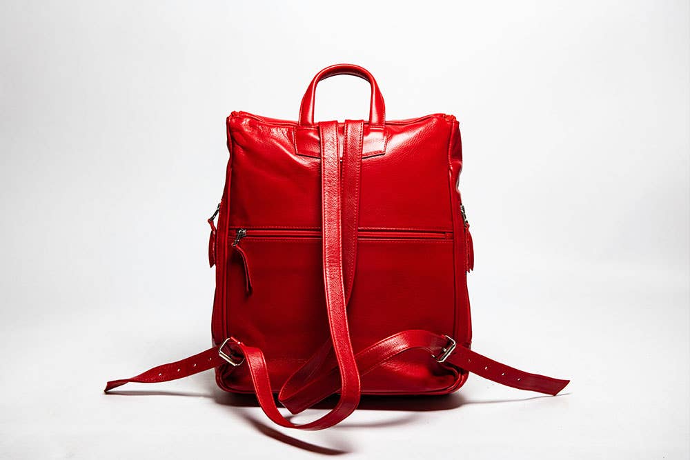 Student Leather Backpack: Saddle