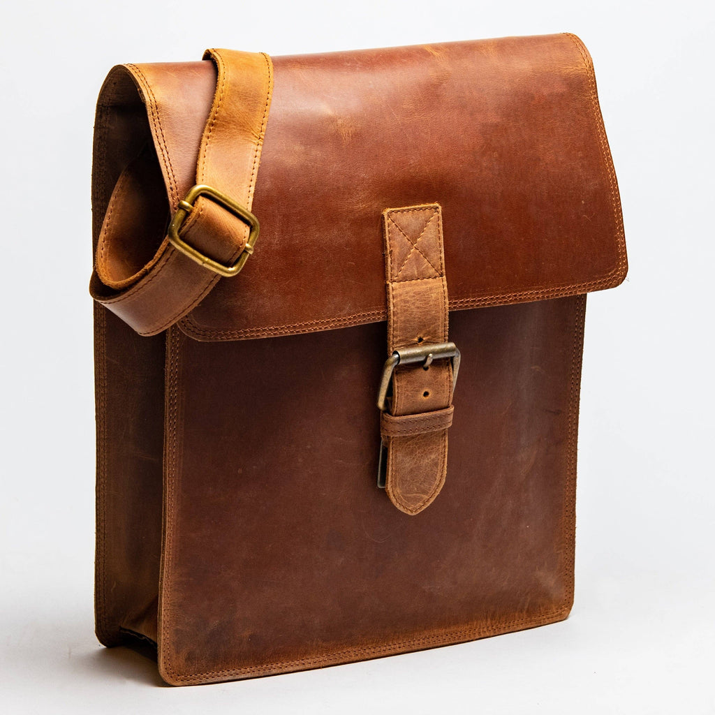 Montreal Leather Satchel - Saddle Brown: Small