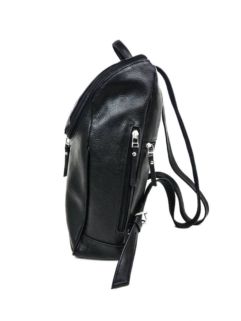 Student Leather Backpack: Black