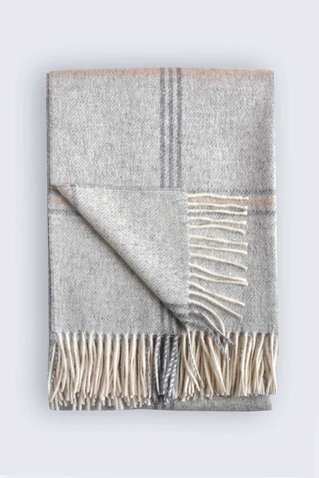 Glengarry Alpaca/Wool Plaid Throw -  Light Grey with Dark Grey/Tan