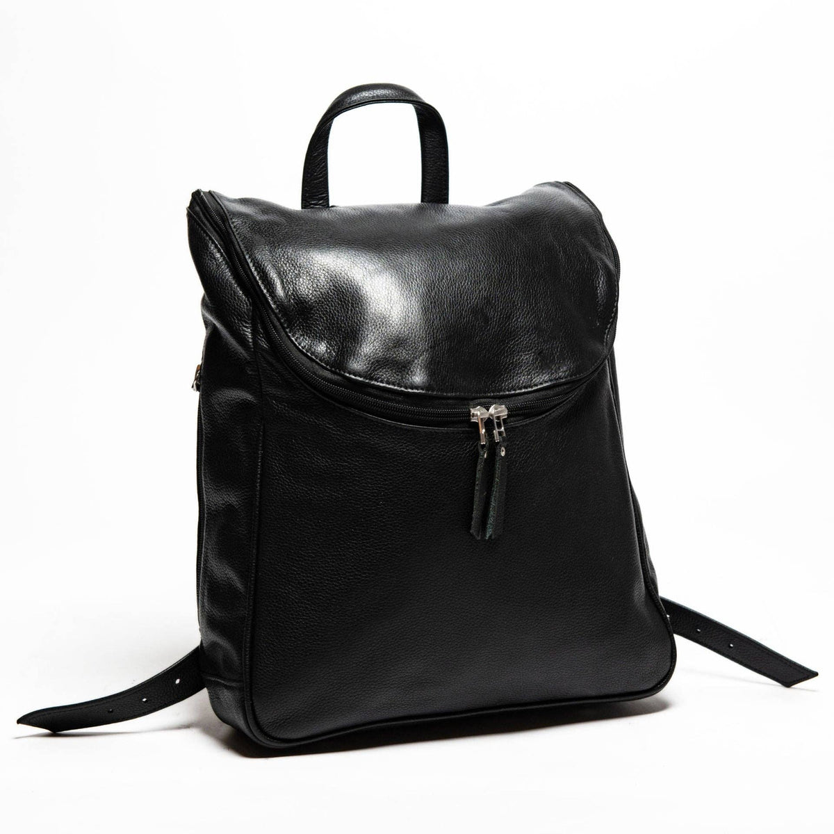Student Leather Backpack: Black