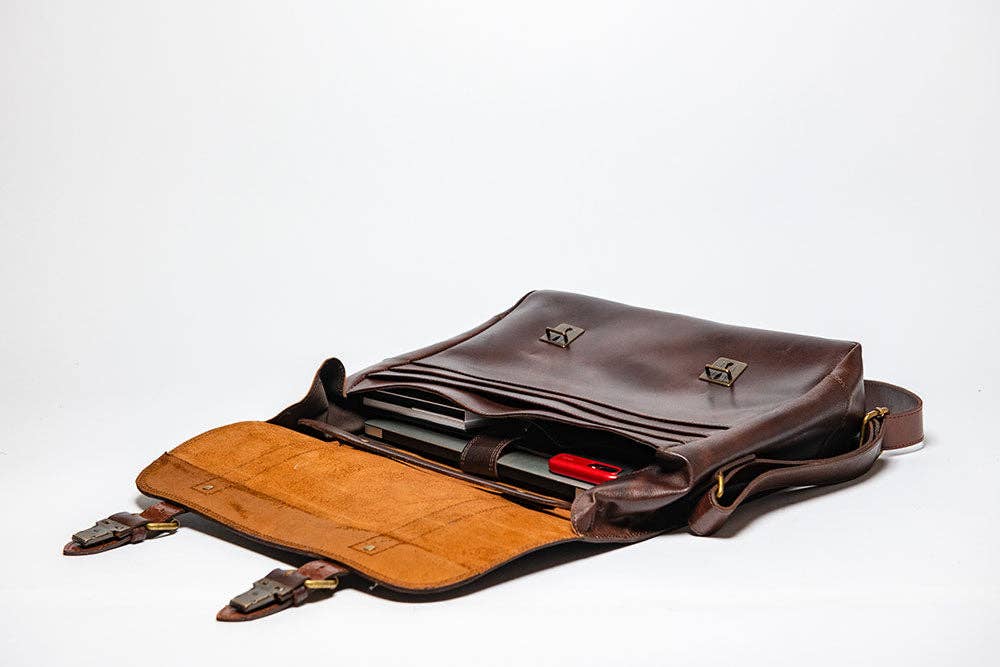 Coarse Leather Messenger Bag 3.0: Antique Brown