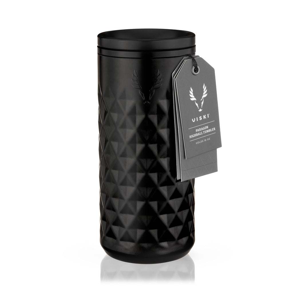 Paragon Stainless Steel Highball Tumbler w/ Lid - Obsidian