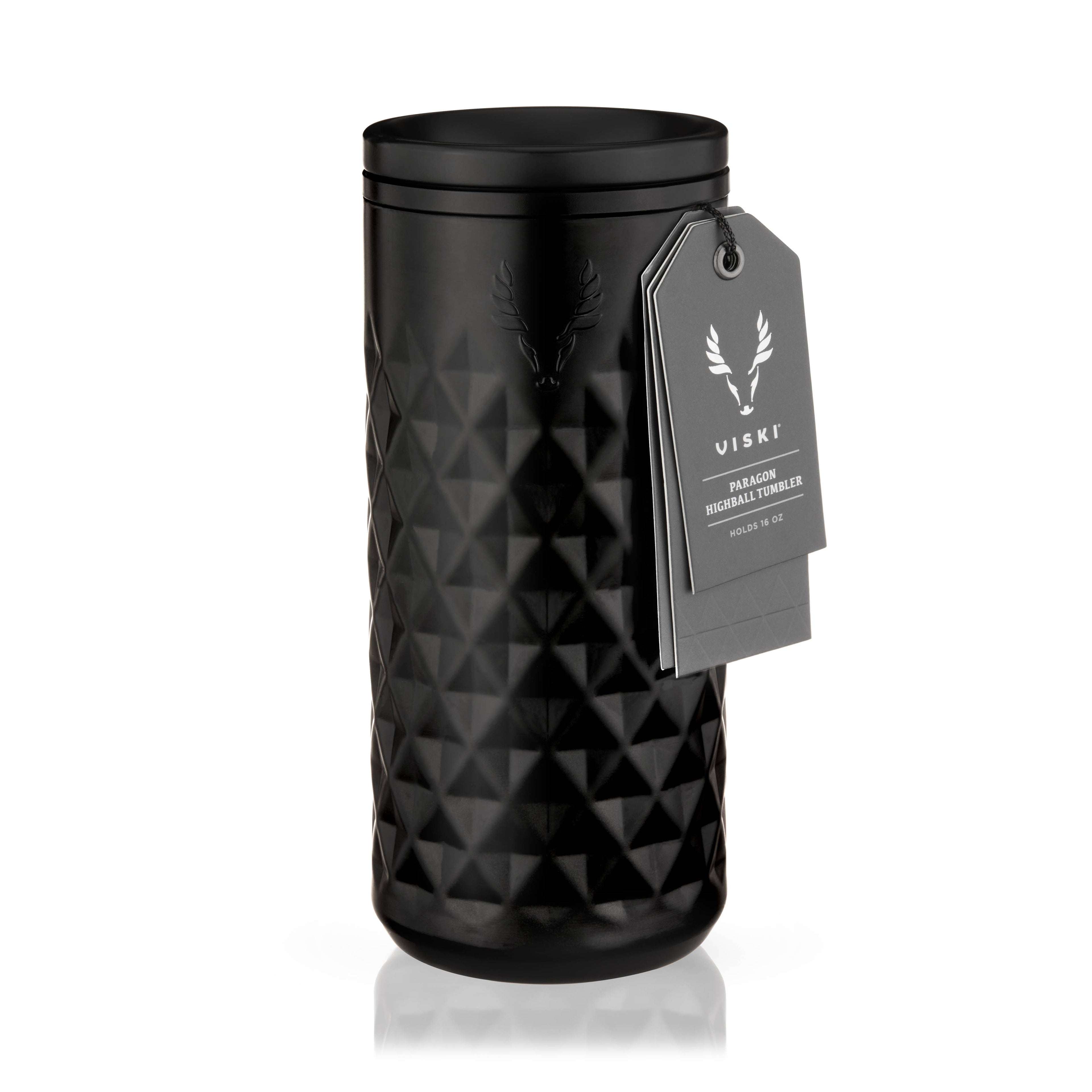 Paragon Stainless Steel Highball Tumbler w/ Lid - Obsidian