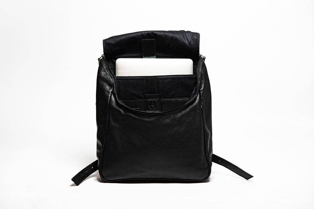Student Leather Backpack: Black