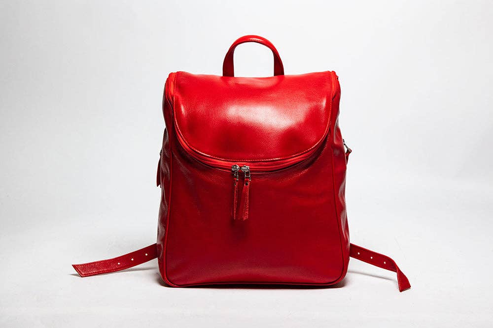 Student Leather Backpack: Black